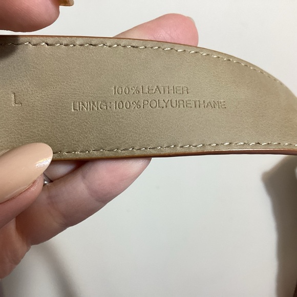 Talbots Womens Genuine Leather Belt Size L Tan Brown Minimalist Workwear Classic - Picture 14 of 16